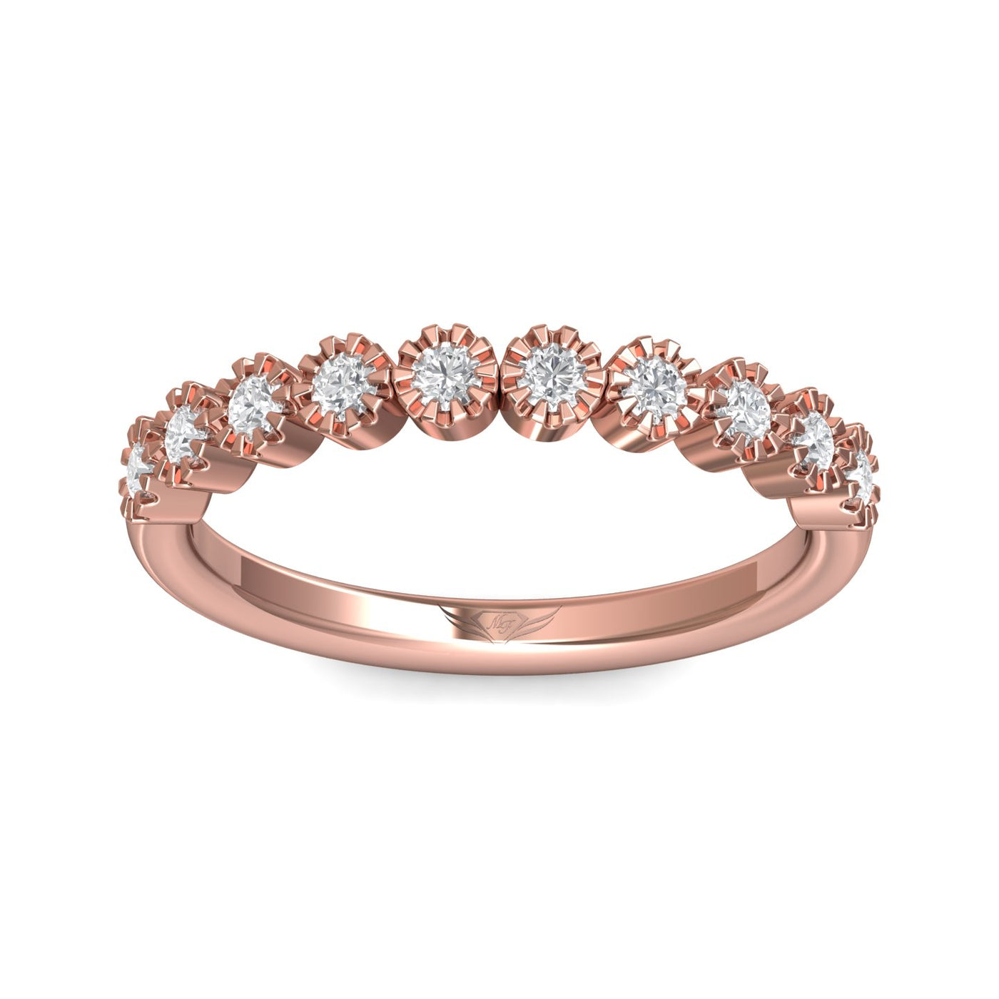 FlyerFit Micropave 14K Pink Gold Wedding Band