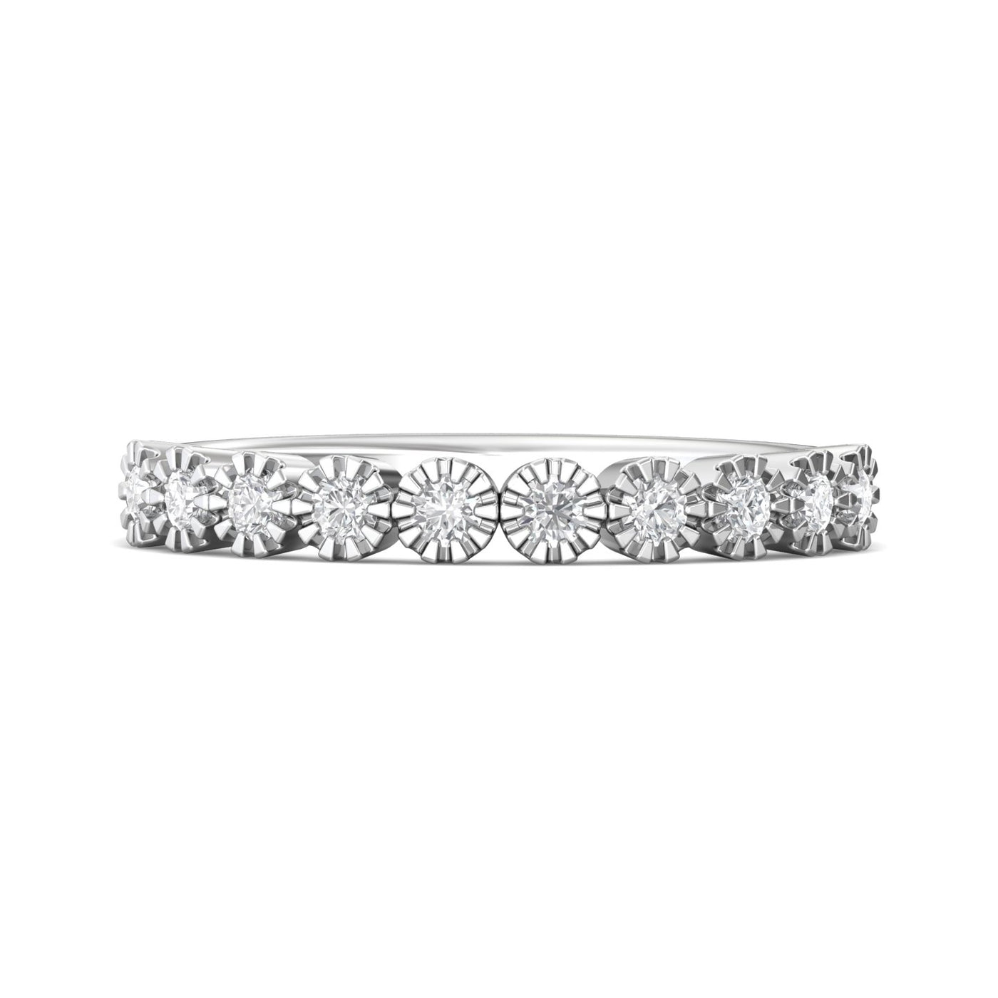 FlyerFit Micropave 14K White Gold Wedding Band