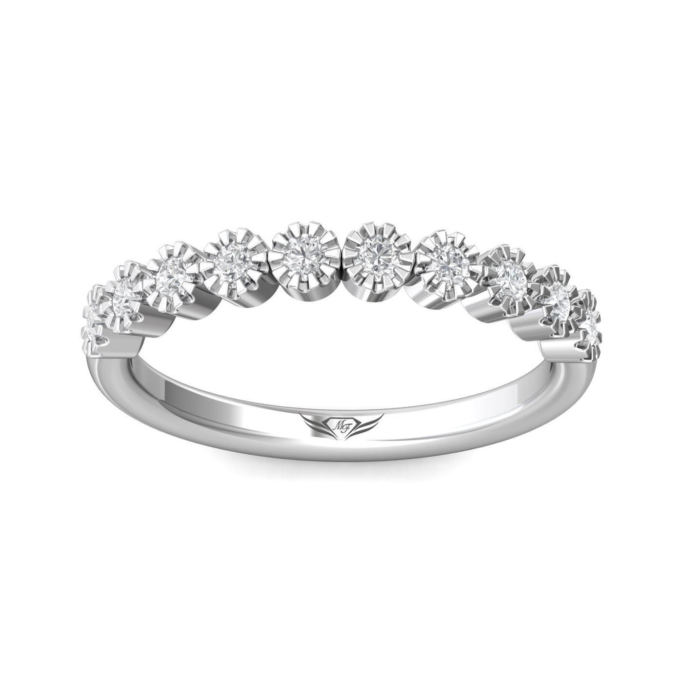 FlyerFit Micropave 14K White Gold Wedding Band