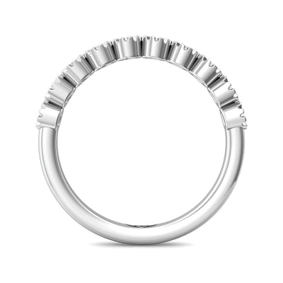 FlyerFit Micropave 14K White Gold Wedding Band