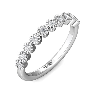 FlyerFit Micropave 14K White Gold Wedding Band