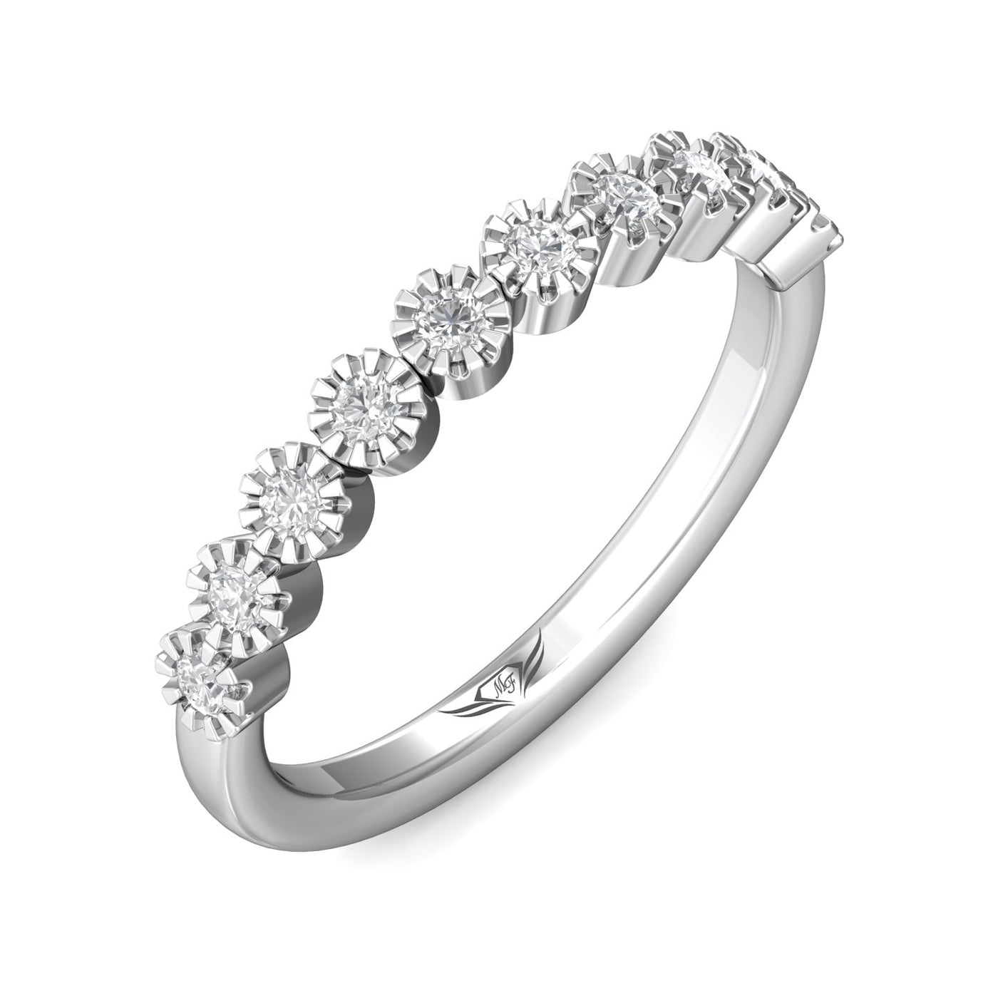 FlyerFit Micropave 18K White Gold Wedding Band