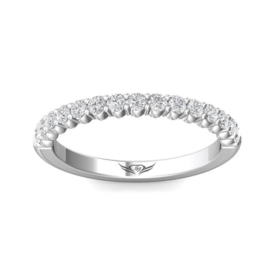 FlyerFit Channel/Shared Prong 14K White Gold Wedding Band
