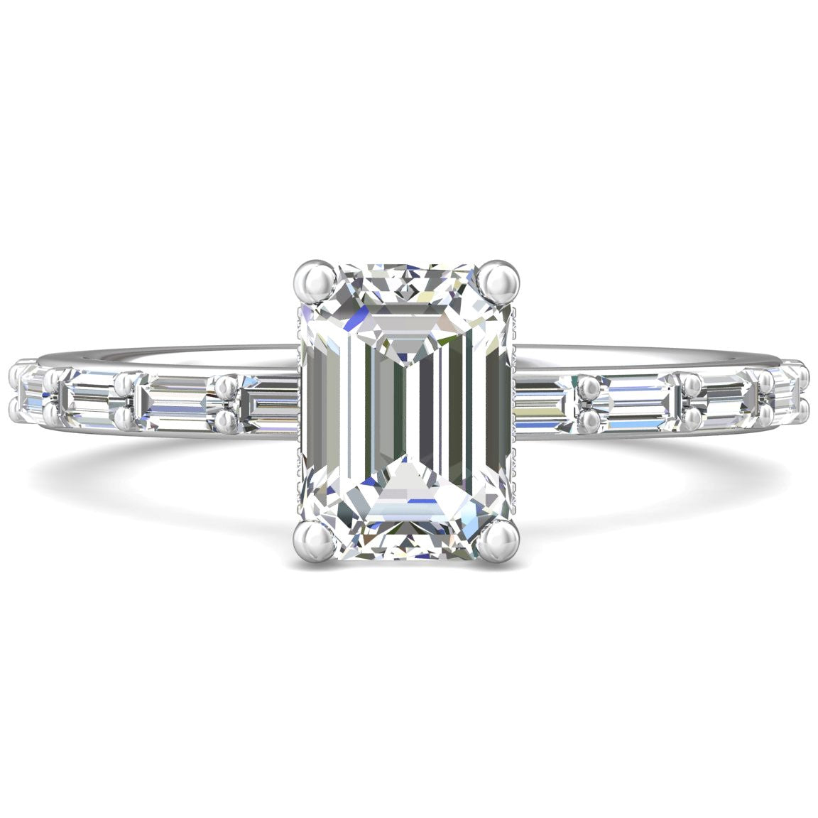 Platinum Emerald Cut Lab Grown Diamond Solitaire Engagement Ring