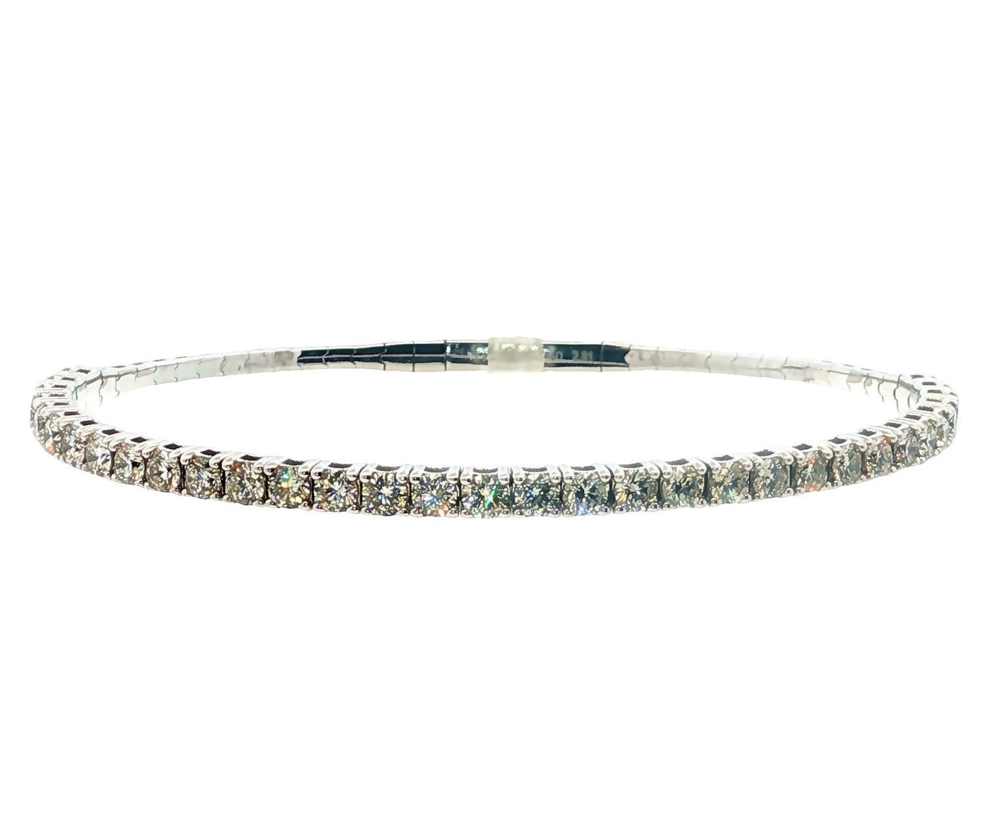 14K White Gold Natural Diamond Flexible Bangle Bracelet