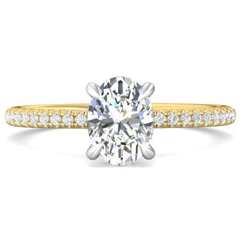 14K Yellow & White Natural Diamond Semi-Mount Ring that accomodates a 8.00 mm Center