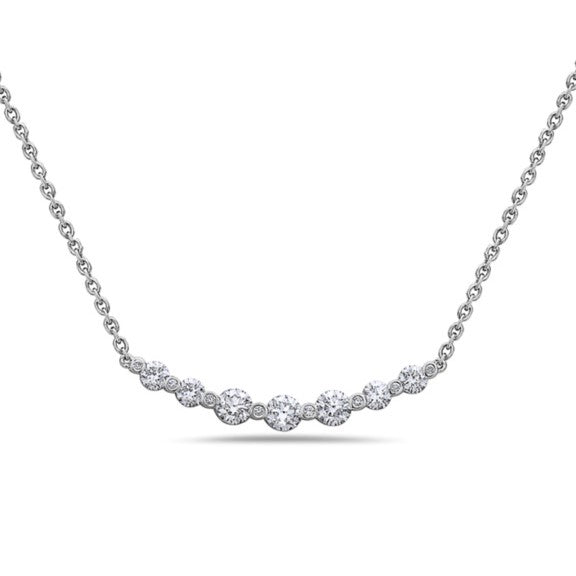 18K White Natural Diamond 17 inch Necklace