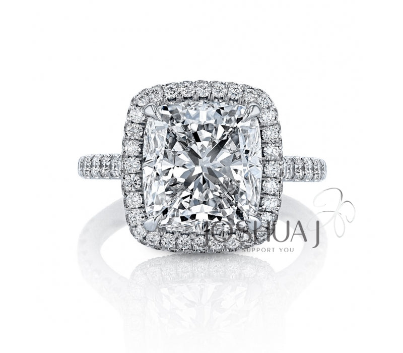 Platinum Cushion Natural Diamond Engagement Ring