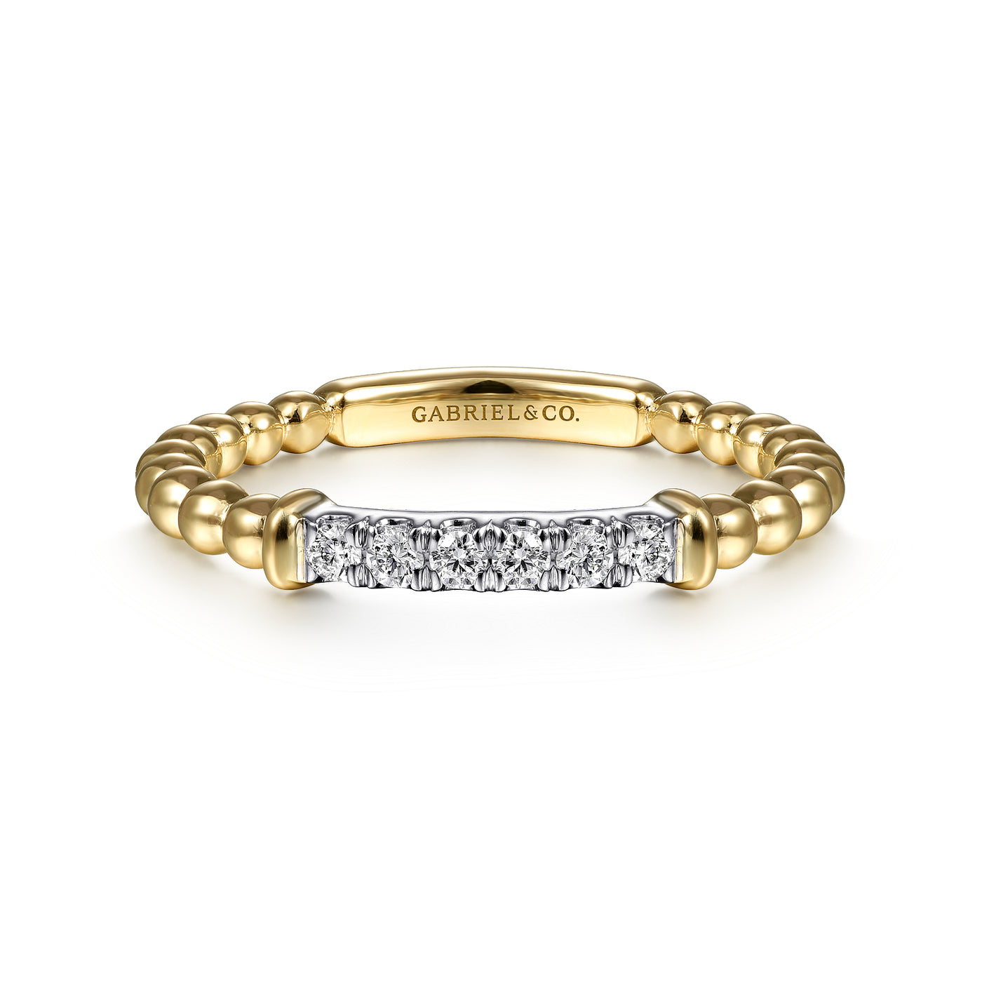 14K Yellow & White Stackable Natural Diamond Ring Size 6.5