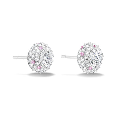 Platinum Natural White and Pink Diamond Earrings