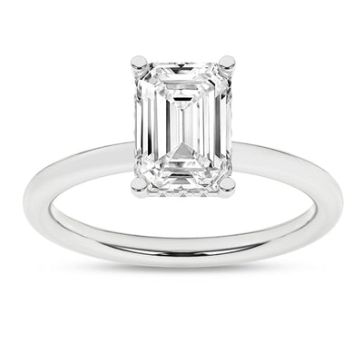 14K White Emerald Cut Lab Grown Diamond Solitaire Engagement Ring