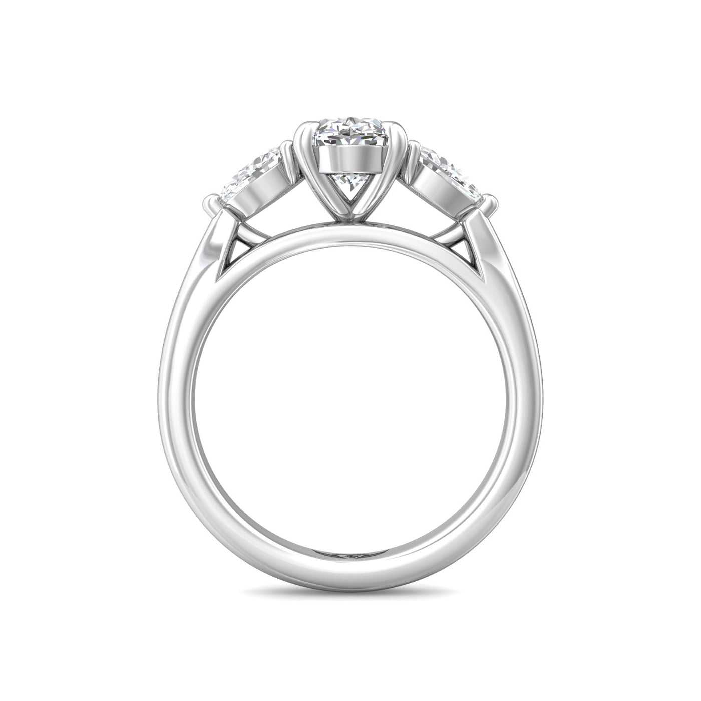 14K White Natural Diamond Semi-Mount Ring that accomodates a 8.00 x 6.00 Center