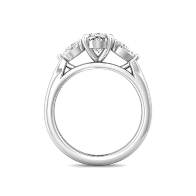14K White Natural Diamond Semi-Mount Ring that accomodates a 8.00 x 6.00 Center