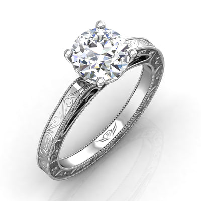 14K White Natural Diamond Semi-Mount Ring that accomodates a Center