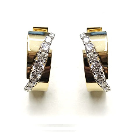 18K Yellow Gold Natural Diamond Hoop Earrings