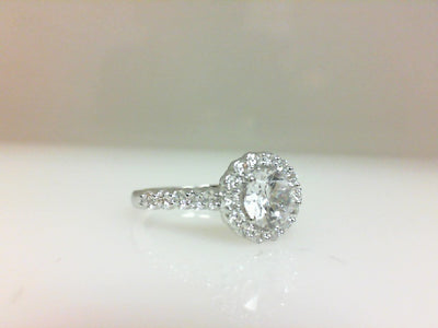 14K White Natural Diamond Semi-Mount Ring that accomodates a 6.50 mm Center