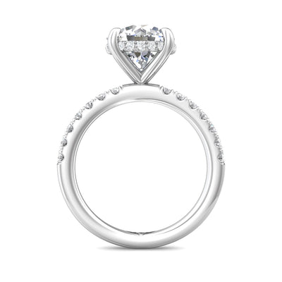 14K White Natural Diamond Semi-Mount Ring that accomodates a 9.00 mm Center