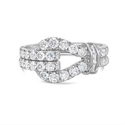 18K White Gold Asymmetrical Knot Natural Diamond Ring