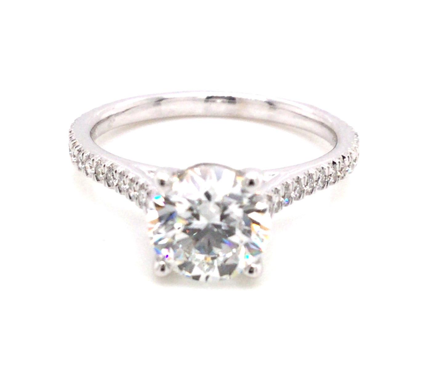 14K White Natural Diamond Semi-Mount Ring that accomodates a 7.00 mm Center