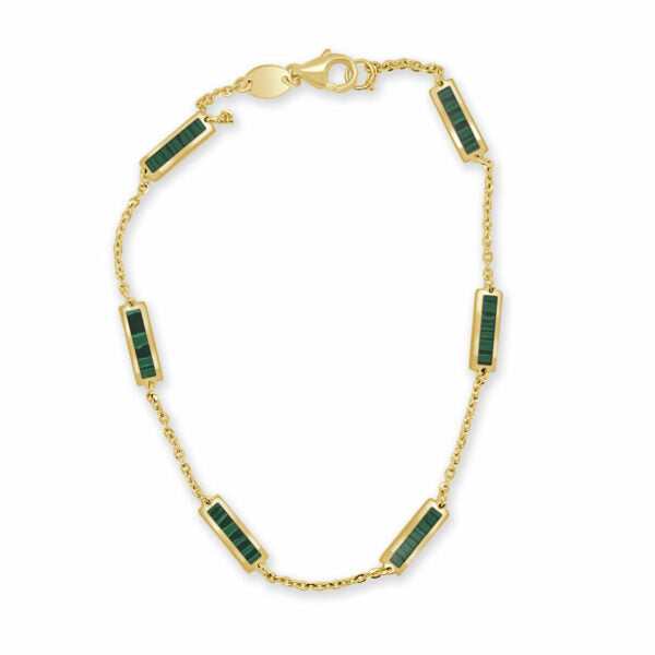 14K Yellow Malachite Station Bracelet