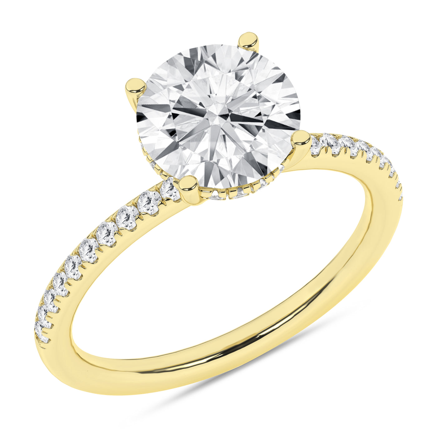 14K Yellow Round Brilliant Cut Lab Grown Diamond Solitaire Engagement Ring