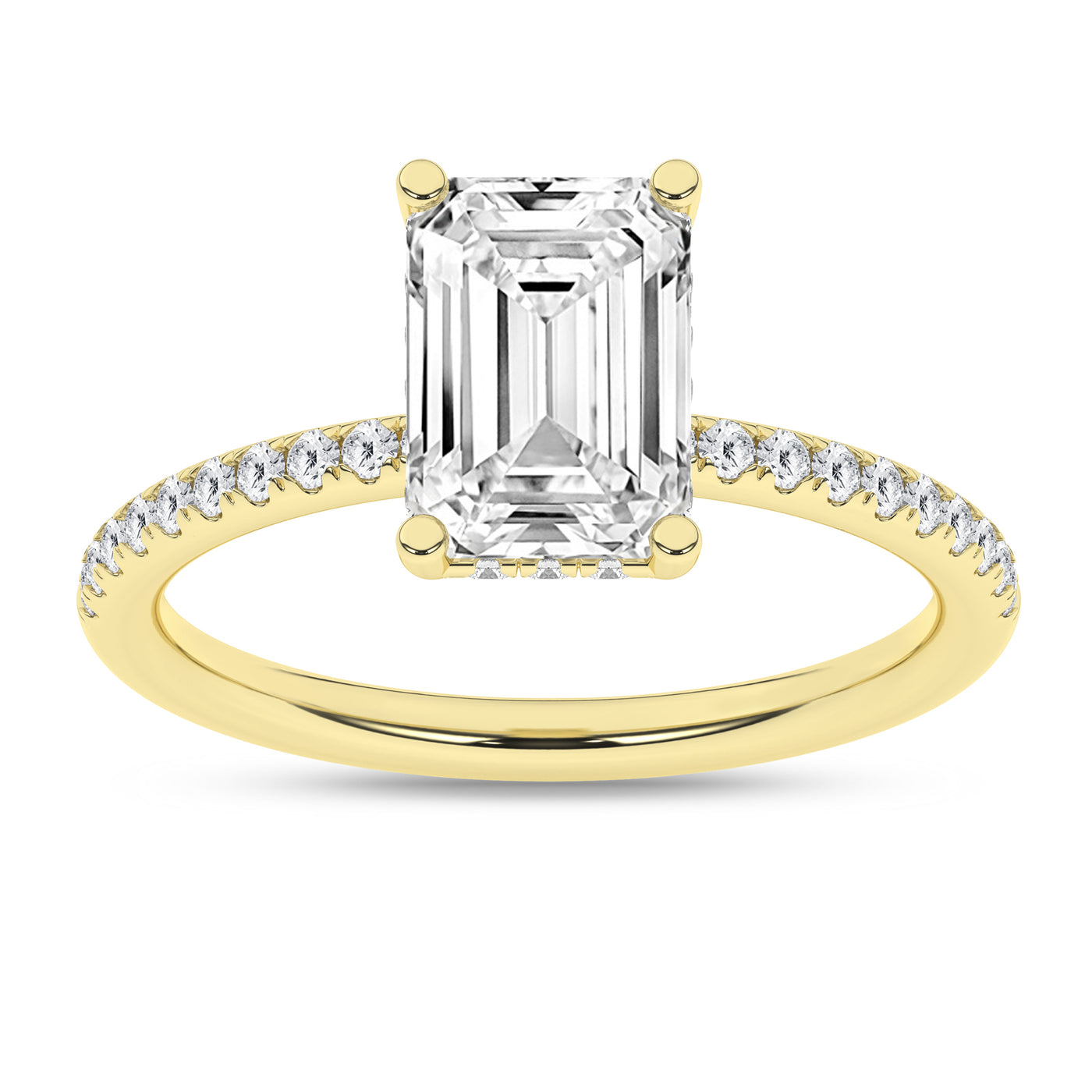 14K Yellow Emerald Cut Lab Grown Diamond Solitaire Engagement Ring