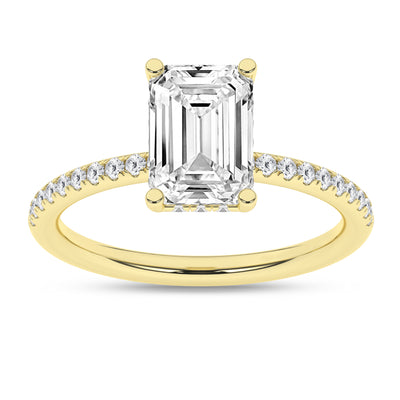 14K Yellow Emerald Cut Lab Grown Diamond Solitaire Engagement Ring