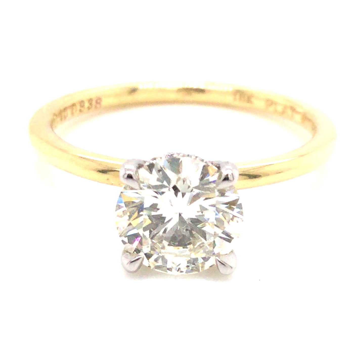 Platinum/18K Yellow Round Brilliant Cut Natural Diamond Solitaire Engagement Ring