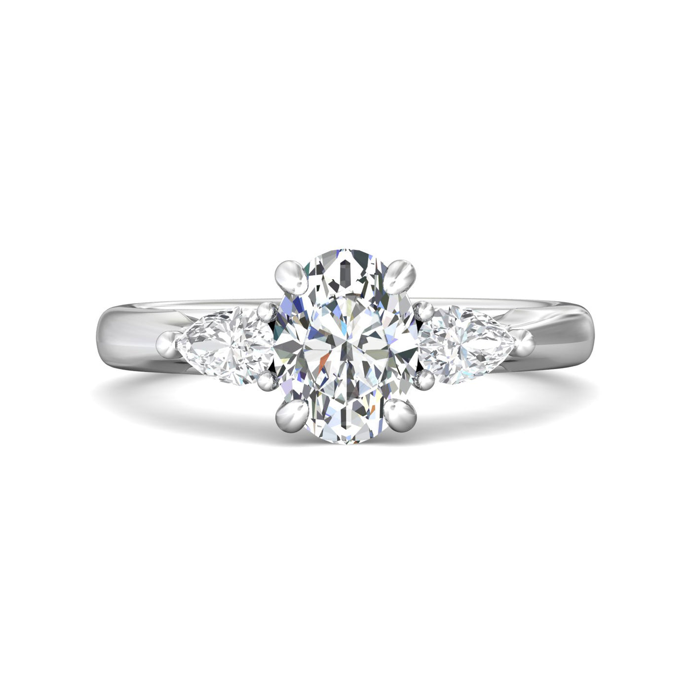 14K White Natural Diamond Semi-Mount Ring that accomodates a 8.00 x 6.00 Center