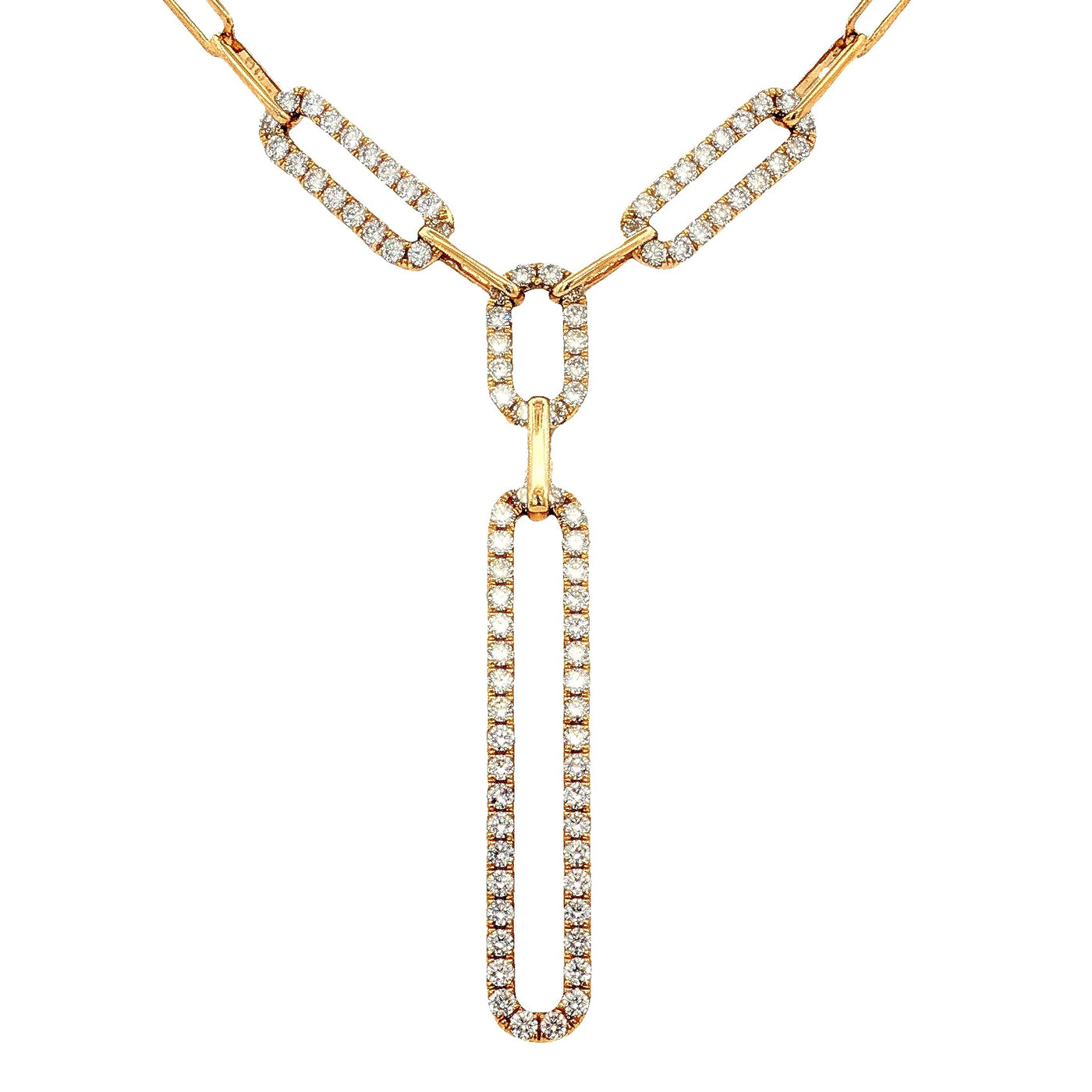 14K Yellow Gold Natural Diamond Drop Necklace