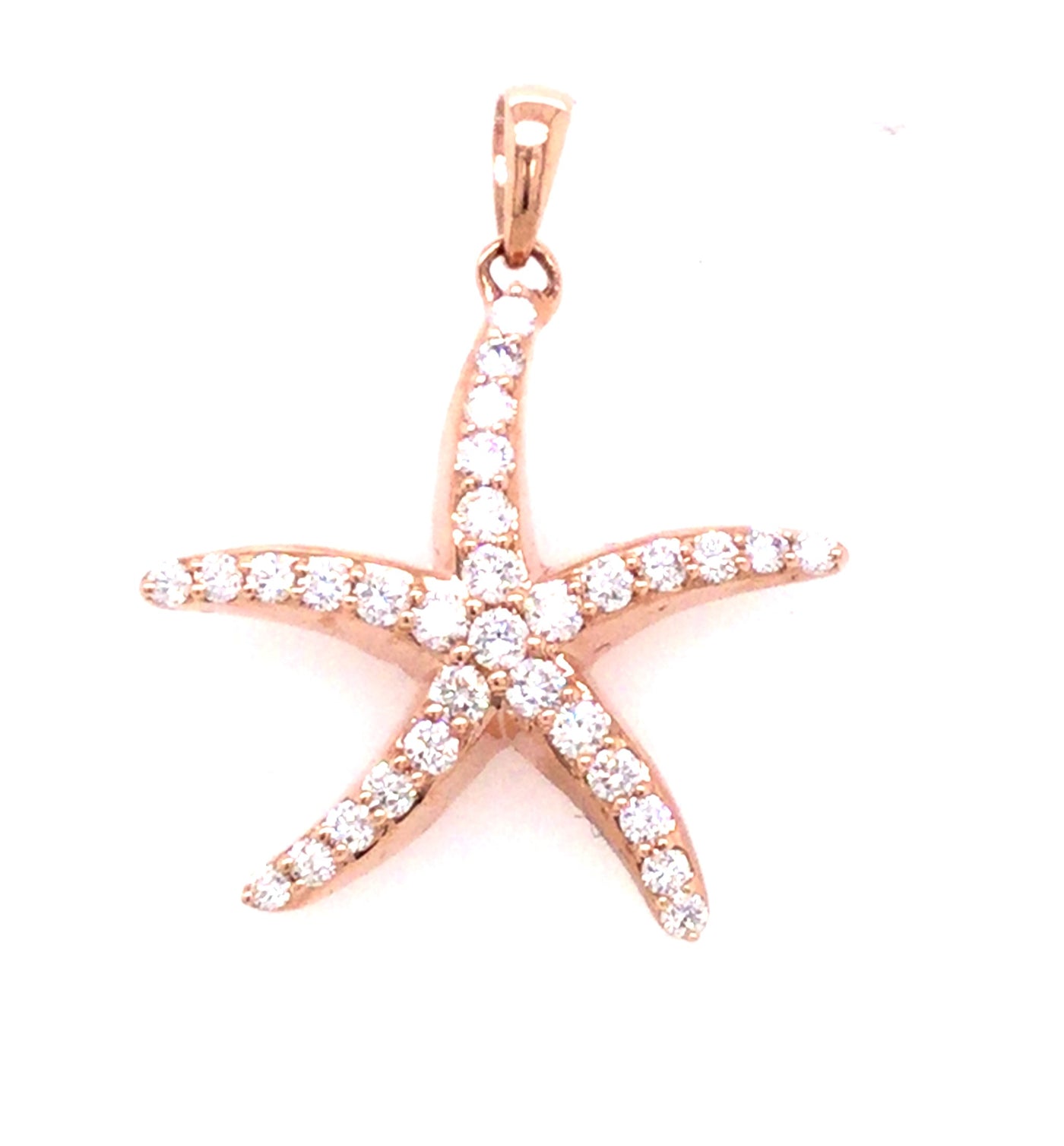 14K Rose Natural Diamond Starfish Pendant