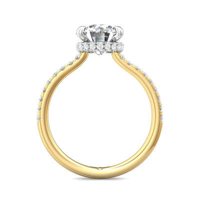 14K Yellow & White Natural Diamond Semi-Mount Ring that accomodates a 8.00 mm Center