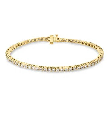 14K Yellow Gold Natural Diamond Tennis Bracelet