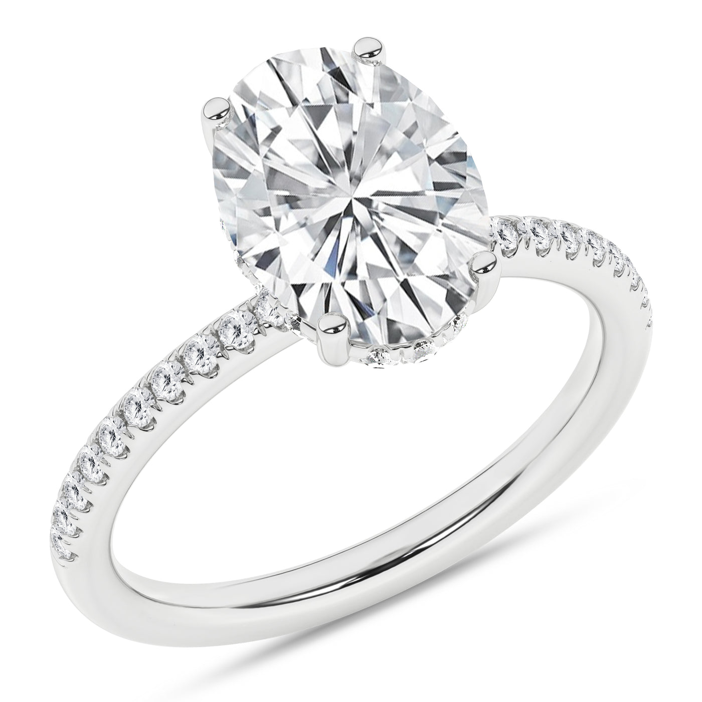 14K White Oval Lab Grown Diamond Solitaire Engagement Ring