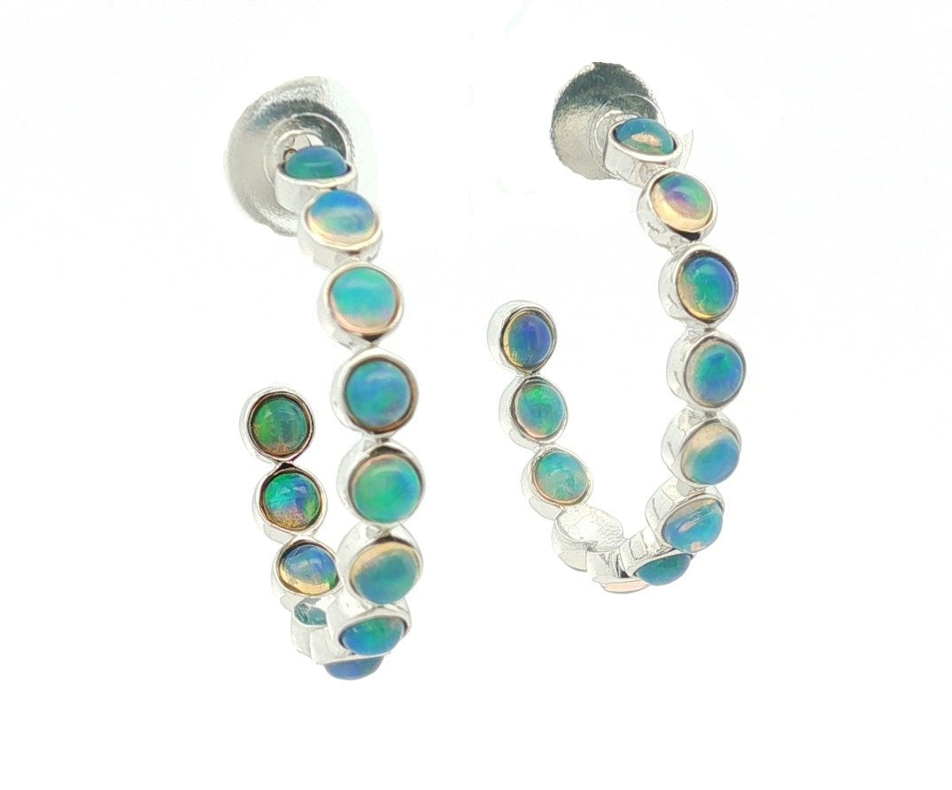 14K White Opal Drop Earrings