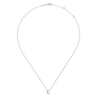 14K White Natural Diamond 17.5 inch Necklace