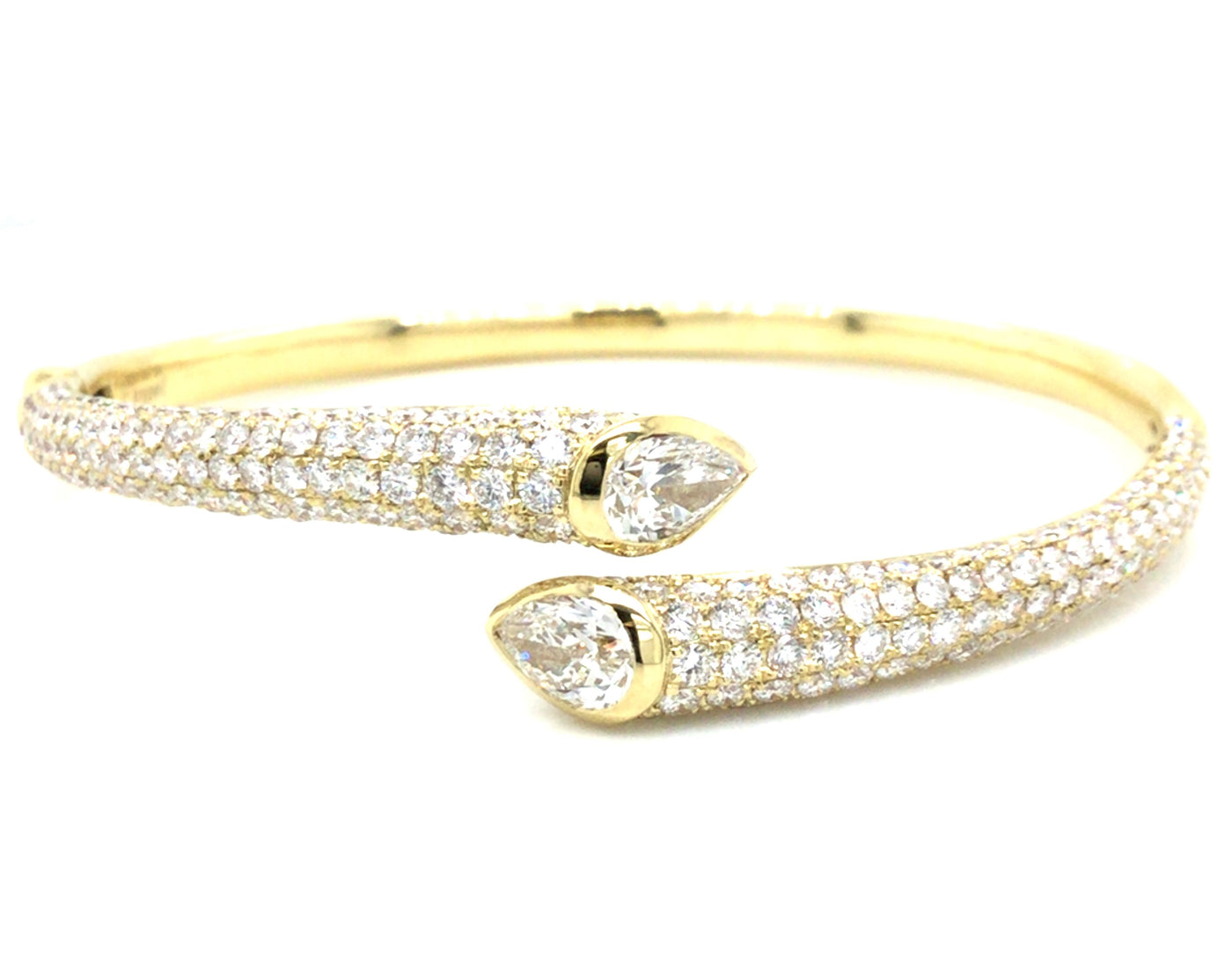 18K Yellow Natural Diamond Hinged Bangle Bracelet