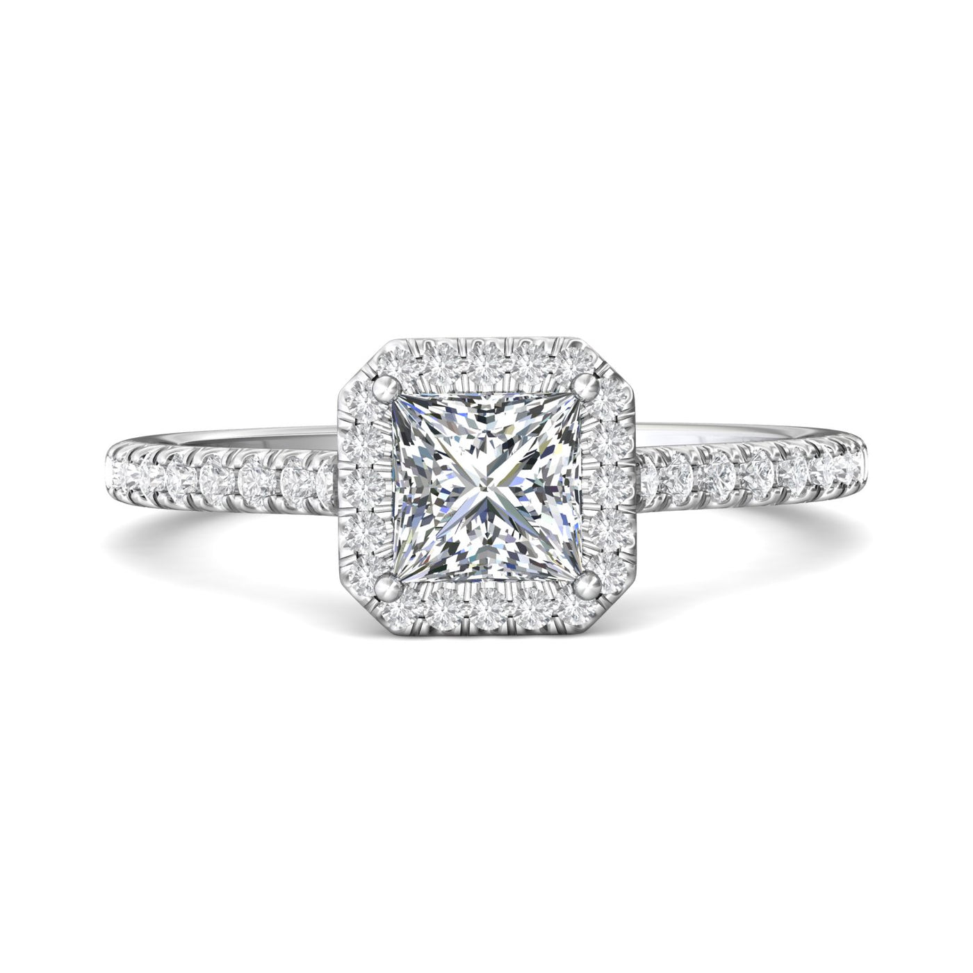 14K White Natural Diamond Semi-Mount Ring that accomodates a 5.00 mm Center