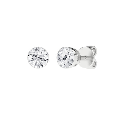 14K White Bezel Lab Grown Diamond Stud Earrings