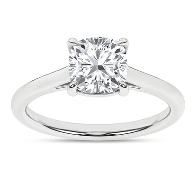 14K White Cushion Lab Grown Diamond Solitaire Engagement Ring