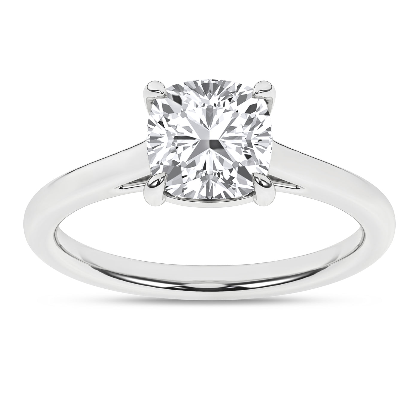 14K White Cushion Lab Grown Diamond Solitaire Engagement Ring