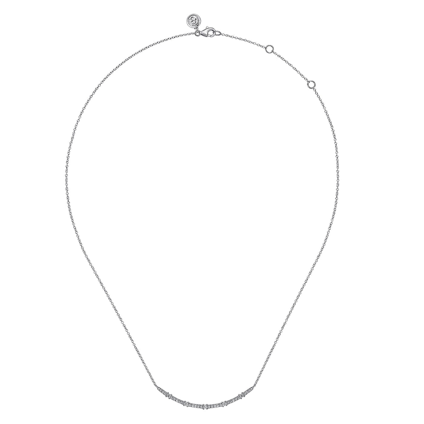 14K White Natural Diamond 17.5 inch Necklace