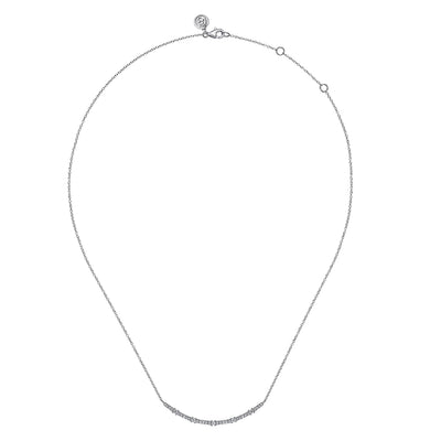 14K White Natural Diamond 17.5 inch Necklace