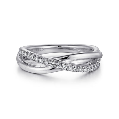 Sterling Silver White Sapphire Criss Cross Ring