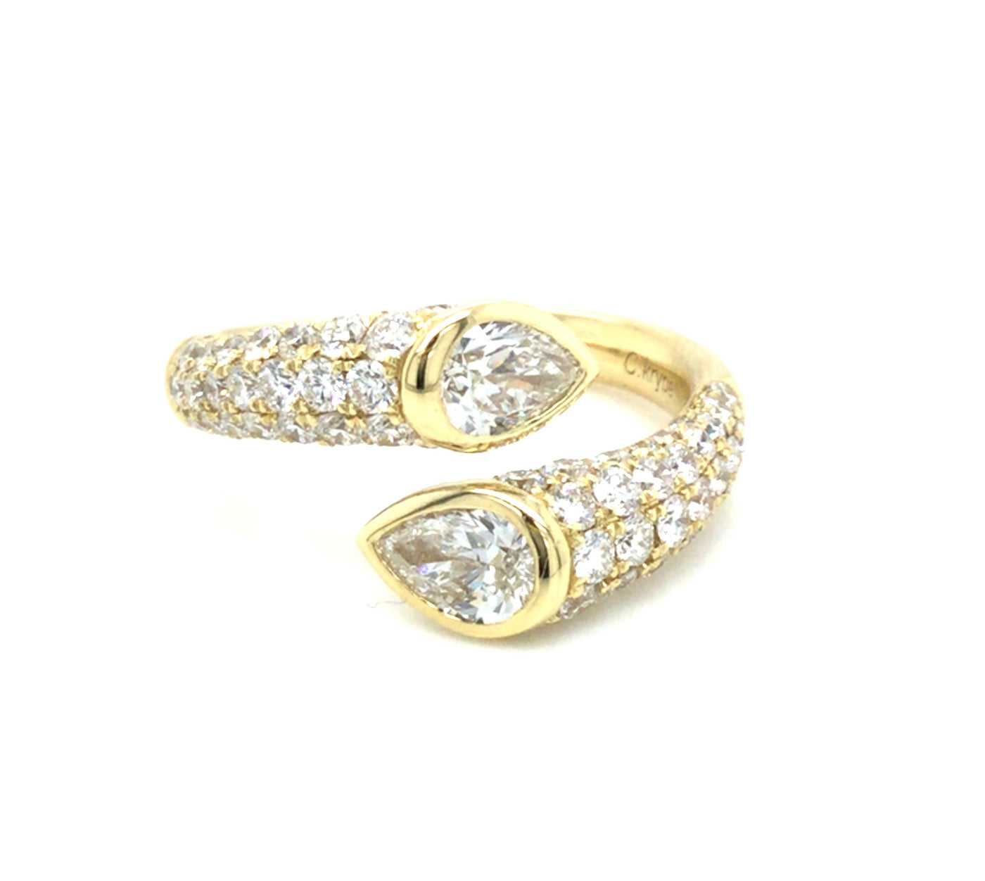 18K Yellow Contemporary Natural Diamond Ring Size 6.5