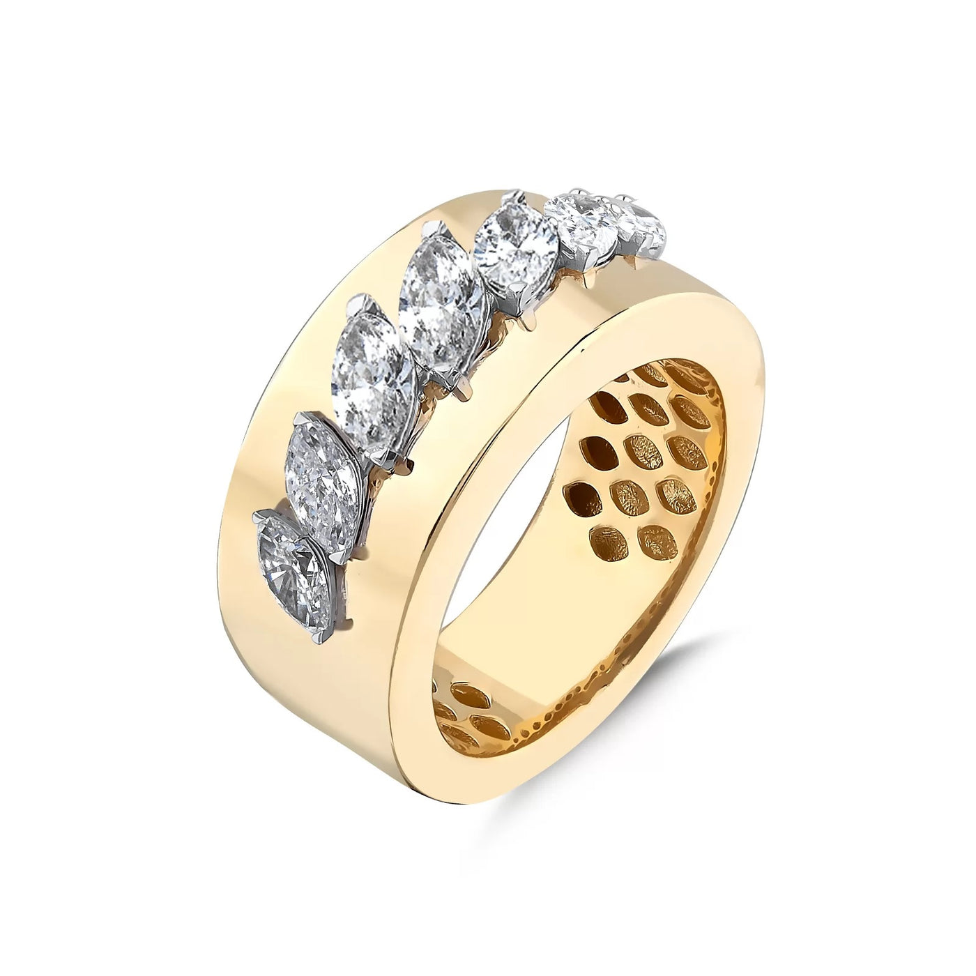 18K Yellow Gold Contemporary Natural Diamond Ring