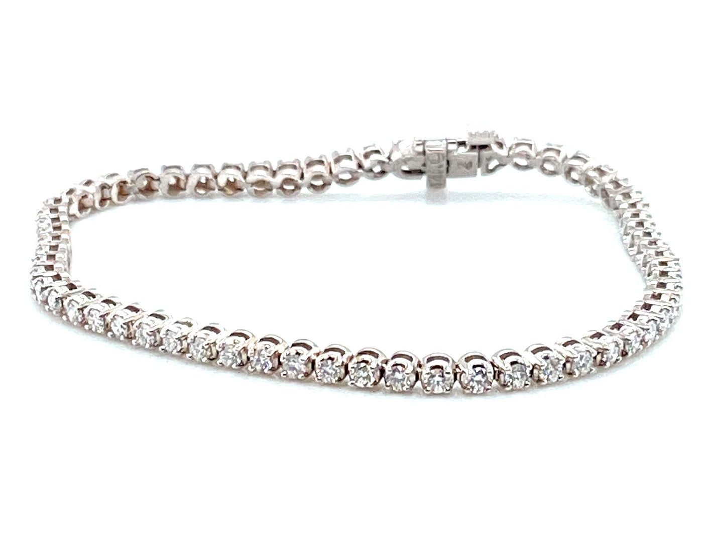 14K White Natural Diamond Tennis Bracelet