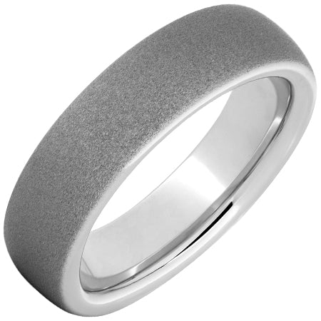 Serinium White 6 mm Sandblast Wedding Band Size 10