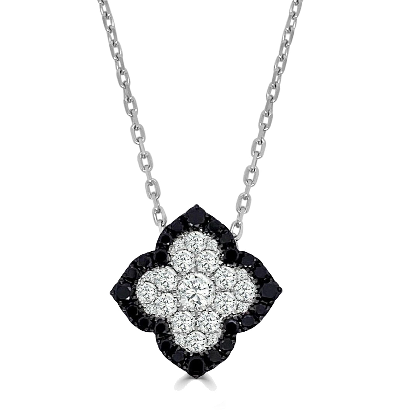 14K White Natural Diamond 18 inch Necklace