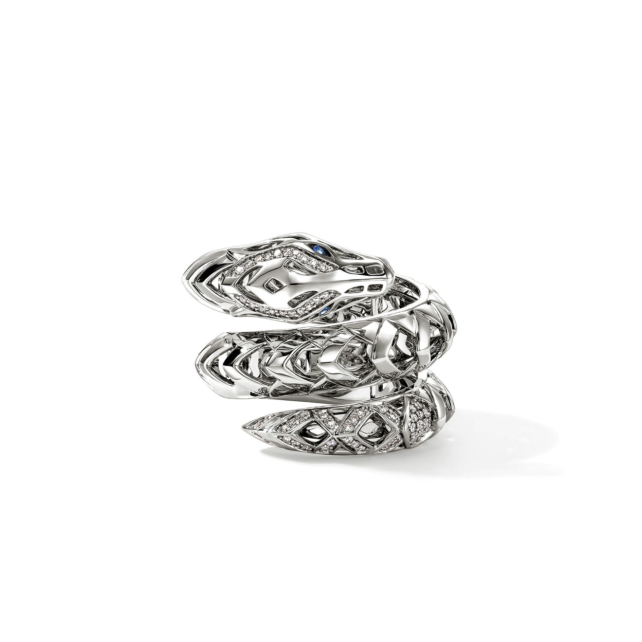 Sterling Silver White Naga Natural Diamond Ring Size 8